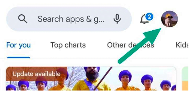 Google play - Tap On Your Profile Icon
