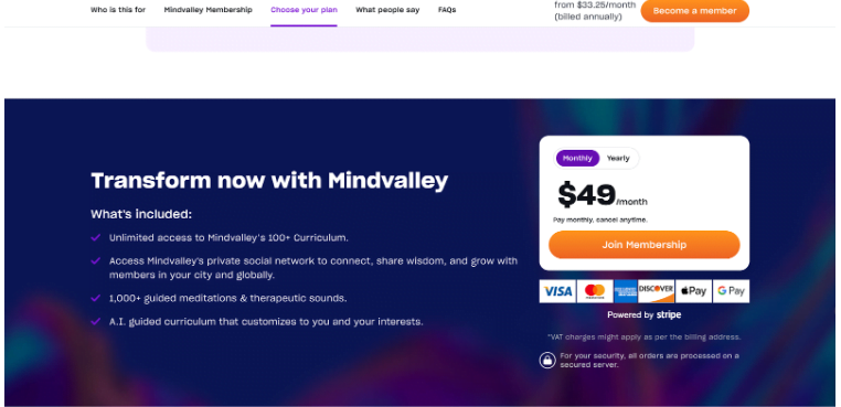 Mindvalley Pricing Plans