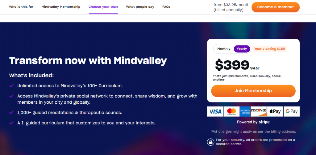 Mindvalley Yearly Membership