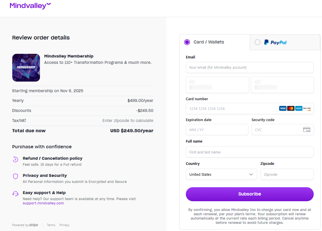 Mindvalley Black Friday checkout page Mindvalley Black Friday checkout page